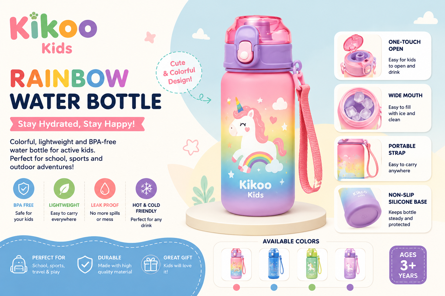 Kikoo Kids Rainbow Bottle